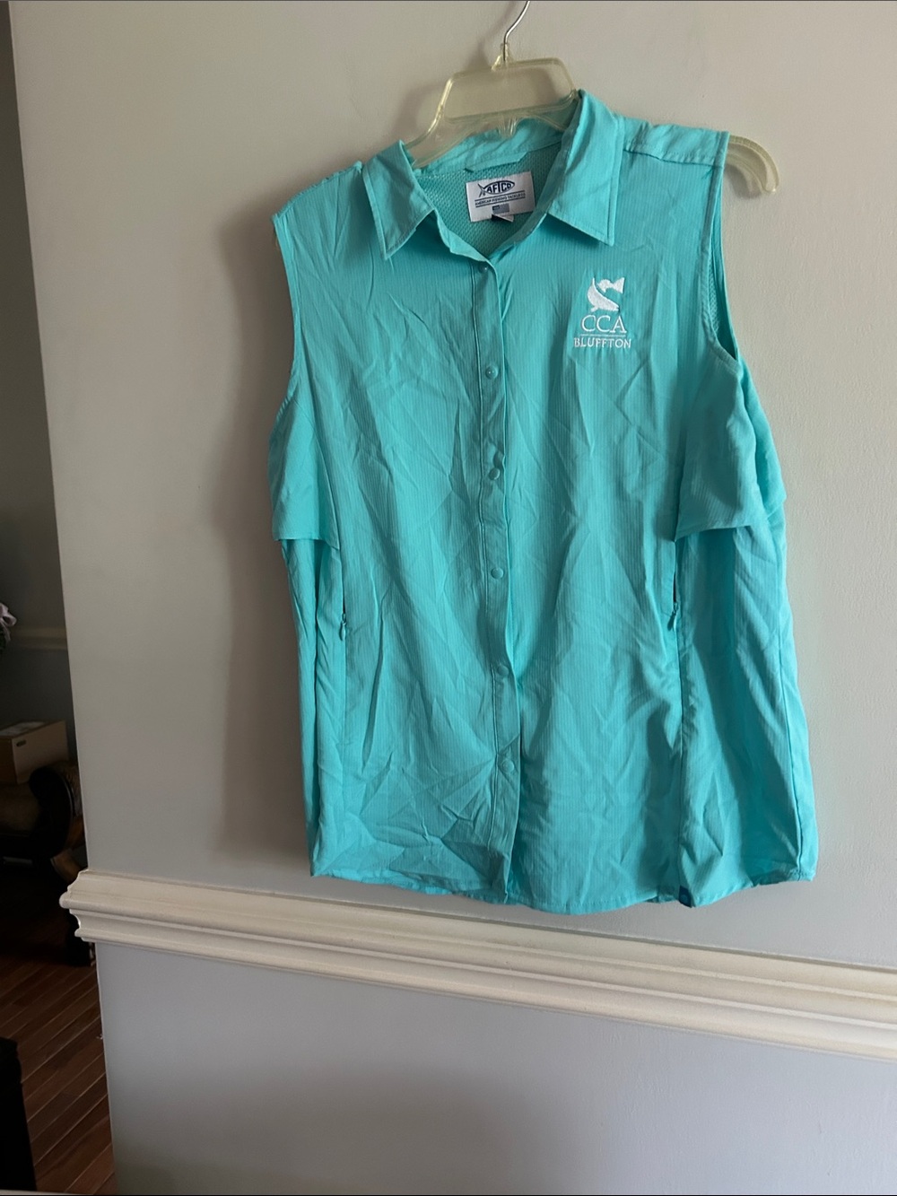 AFTCO Sleeveless Button-Up Fishing Top - Teal